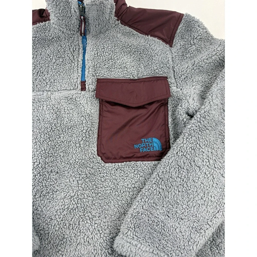 The North Face Fleece Jacket Gray 1/4 Zip Sherpa Pullover Hiking Men's Small